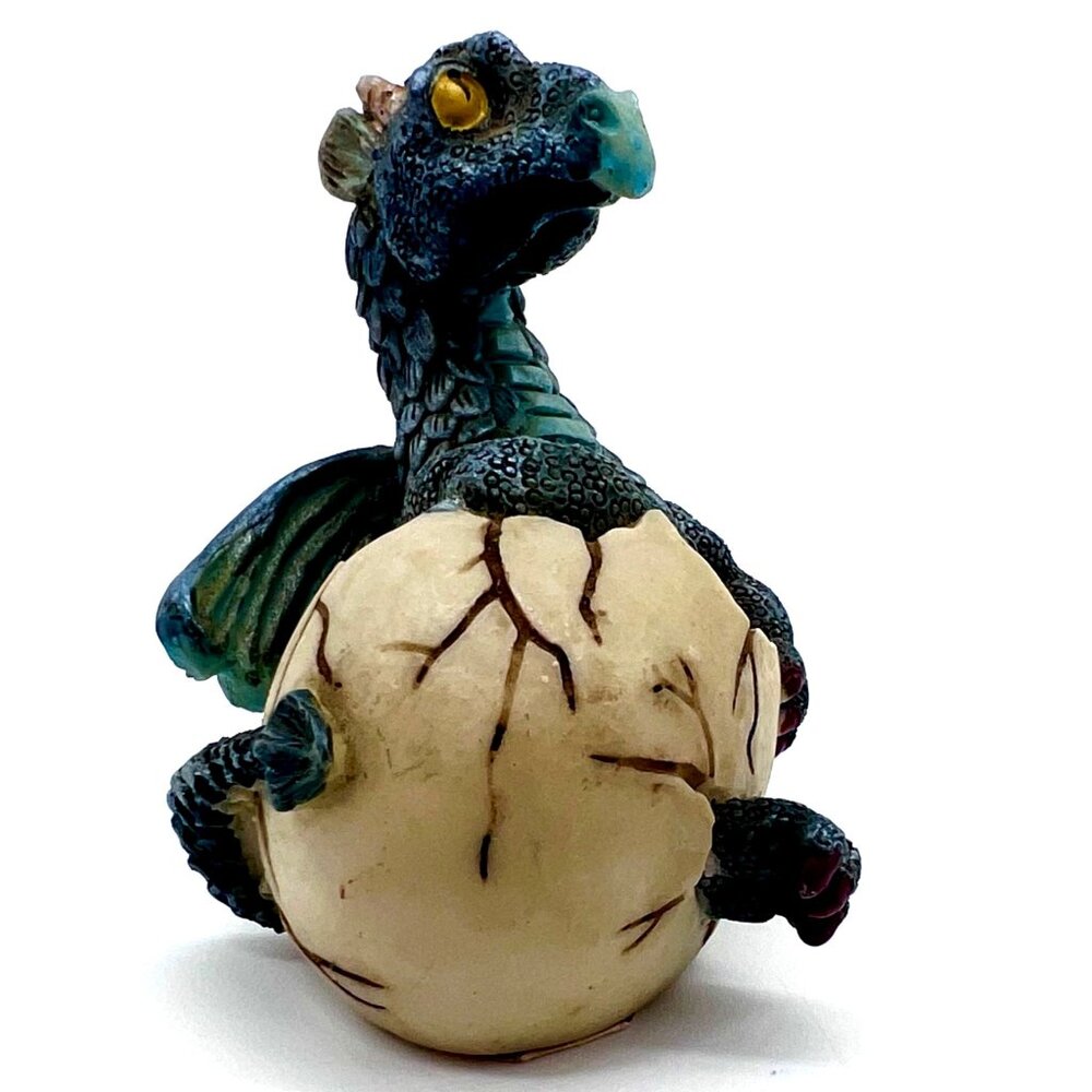 Dragon Hatchling Egg Figurine Fantasy Decor Collectible Miniature Blue Green - Picture 4 of 7